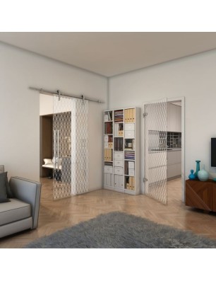 Ganzglastür - Fineprint Model 001 Weiss auf Klarglas