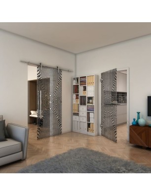 Ganzglastür - Fineprint Model 011 Schwarz auf Klarglas