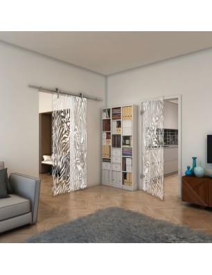 Ganzglastür - Fineprint Model 017 Weiss auf Klarglas