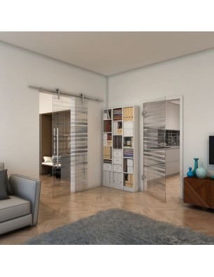 Ganzglastür - Fineprint Model 019 Schwarz auf Klarglas