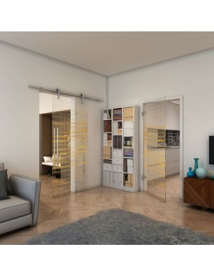 Ganzglastür - Fineprint Model 019 Gold auf Klarglas