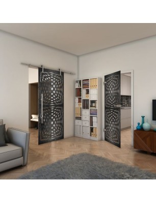 Ganzglastür - Fineprint Model 071 Schwarz auf Klarglas