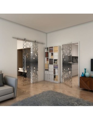 Ganzglastür - Fineprint Model 072 Schwarz auf Klarglas