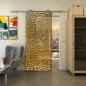 Glasschiebetür PIPE-LINE - Fineprint Modell 016 Gold auf Grauglas Glasschiebetür PIPE-LINE - Fineprint Modell 016 Gold auf Grauglas