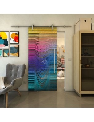 Glasschiebetür PIPE-LINE - Fineprint Model 073 Verlauf auf Grauglas