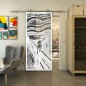 Glasschiebetür PIPE-LINE - Fineprint Modell 133 Weiss auf Grauglas Glasschiebetür PIPE-LINE - Fineprint Modell 133 Weiss auf Grauglas