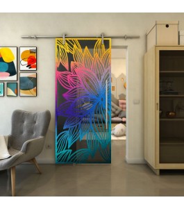 Glasschiebetür PIPE-LINE - Fineprint Model 184 Verlauf auf Grauglas