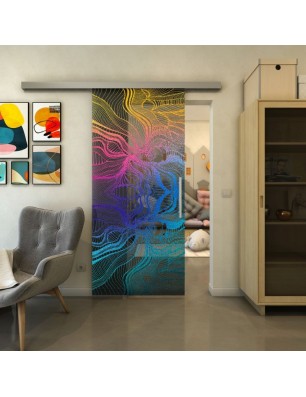 Glasschiebetür SLIM-LINE - Fineprint Model 010 Verlauf auf Grauglas