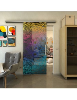 Glasschiebetür SLIM-LINE - Fineprint Model 030 Verlauf auf Grauglas
