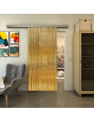 Glasschiebetür SLIM-LINE - Fineprint Model 032 Gold auf Grauglas