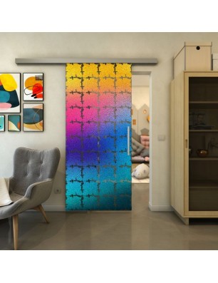 Glasschiebetür SLIM-LINE - Fineprint Model 033 Verlauf auf Grauglas