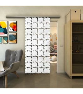 Glasschiebetür SLIM-LINE - Fineprint Model 033 Weiss auf Grauglas