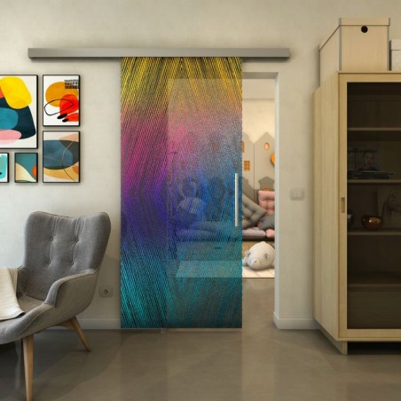 Glasschiebetür SLIM-LINE - Fineprint Model 034 Verlauf auf Grauglas