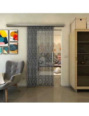 Glasschiebetür SLIM-LINE - Fineprint Model 035 Weiss auf Grauglas
