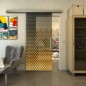 Glasschiebetür SLIM-LINE - Fineprint Modell 038 Gold auf Grauglas Glasschiebetür SLIM-LINE - Fineprint Modell 038 Gold auf Grauglas