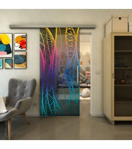 Glasschiebetür SLIM-LINE - Fineprint Model 040 Verlauf auf Grauglas
