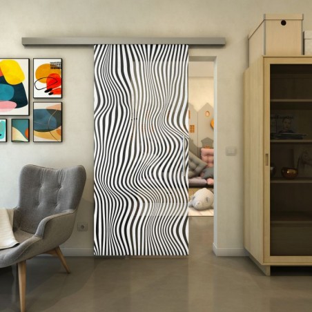 Glasschiebetür SLIM-LINE - Fineprint Model 041 Weiss auf Grauglas
