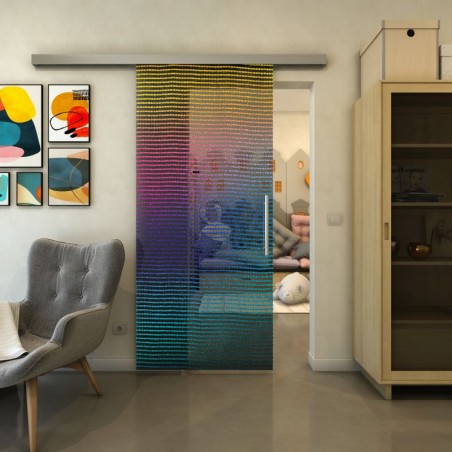 Glasschiebetür SLIM-LINE - Fineprint Model 046 Verlauf auf Grauglas