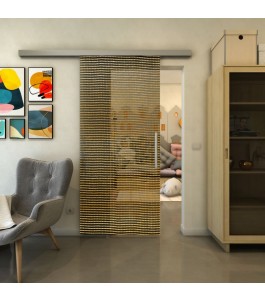 Glasschiebetür SLIM-LINE - Fineprint Model 046 Gold auf Grauglas