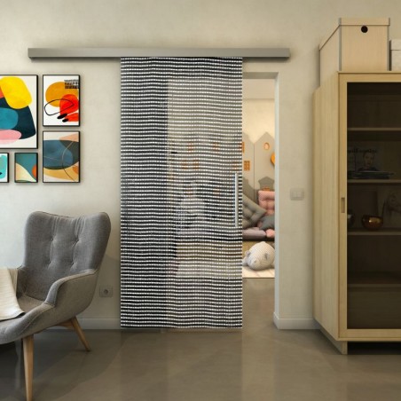 Glasschiebetür SLIM-LINE - Fineprint Model 046 Weiss auf Grauglas