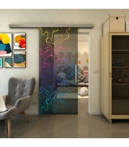 Glasschiebetür SLIM-LINE - Fineprint Model 049 Verlauf auf Grauglas