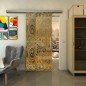 Glasschiebetür SLIM-LINE - Fineprint Modell 051 Gold auf Grauglas Glasschiebetür SLIM-LINE - Fineprint Modell 051 Gold auf Grauglas