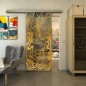 Glasschiebetür SLIM-LINE - Fineprint Modell 056 Gold auf Grauglas Glasschiebetür SLIM-LINE - Fineprint Modell 056 Gold auf Grauglas