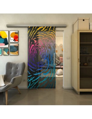 Glasschiebetür SLIM-LINE - Fineprint Model 057 Verlauf auf Grauglas