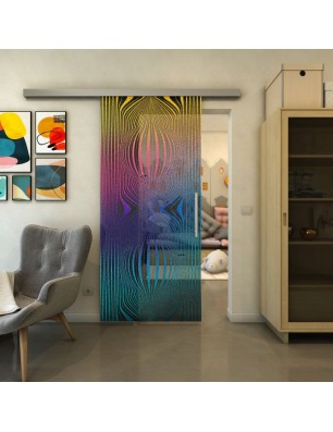 Glasschiebetür SLIM-LINE - Fineprint Model 058 Verlauf auf Grauglas