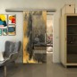 Glasschiebetür SLIM-LINE - Fineprint Modell 061 Gold auf Grauglas Glasschiebetür SLIM-LINE - Fineprint Modell 061 Gold auf Grauglas