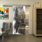 Glasschiebetür SLIM-LINE - Fineprint Modell 061 Weiss auf Grauglas Glasschiebetür SLIM-LINE - Fineprint Modell 061 Weiss auf Grauglas