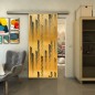 Glasschiebetür SLIM-LINE - Fineprint Modell 067 Gold auf Grauglas Glasschiebetür SLIM-LINE - Fineprint Modell 067 Gold auf Grauglas