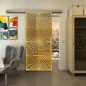 Glasschiebetür SLIM-LINE - Fineprint Modell 069 Gold auf Grauglas Glasschiebetür SLIM-LINE - Fineprint Modell 069 Gold auf Grauglas