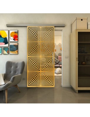 Glasschiebetür SLIM-LINE - Fineprint Model 069 Gold auf Grauglas