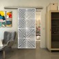 Glasschiebetür SLIM-LINE - Fineprint Modell 069 Weiss auf Grauglas Glasschiebetür SLIM-LINE - Fineprint Modell 069 Weiss auf Grauglas