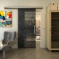 Glasschiebetür SLIM-LINE - Fineprint Modell 072 Schwarz auf Grauglas Glasschiebetür SLIM-LINE - Fineprint Modell 072 Schwarz auf Grauglas