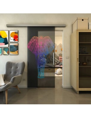 Glasschiebetür SLIM-LINE - Fineprint Model 078 Verlauf auf Grauglas