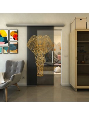 Glasschiebetür SLIM-LINE - Fineprint Model 078 Gold auf Grauglas