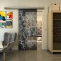 Glasschiebetür SLIM-LINE - Fineprint Modell 080 Weiss auf Grauglas
