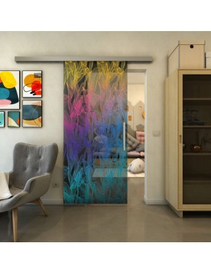 Glasschiebetür SLIM-LINE - Fineprint Model 084 Verlauf auf Grauglas