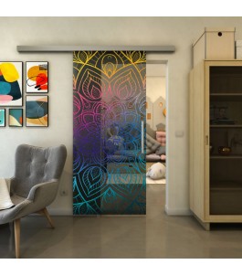 Glasschiebetür SLIM-LINE - Fineprint Model 087 Verlauf auf Grauglas