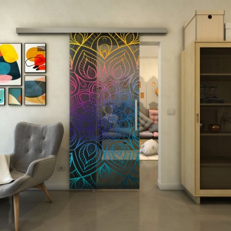 Glasschiebetür SLIM-LINE - Fineprint Model 087 Verlauf auf Grauglas