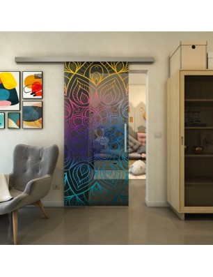 Glasschiebetür SLIM-LINE - Fineprint Model 087 Verlauf auf Grauglas