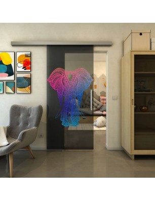 Glasschiebetür SLIM-LINE - Fineprint Model 098 Verlauf auf Grauglas