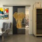 Glasschiebetür SLIM-LINE - Fineprint Modell 098 Gold auf Grauglas Glasschiebetür SLIM-LINE - Fineprint Modell 098 Gold auf Grauglas