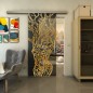 Glasschiebetür SLIM-LINE - Fineprint Modell 105 Gold auf Grauglas Glasschiebetür SLIM-LINE - Fineprint Modell 105 Gold auf Grauglas