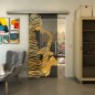 Glasschiebetür SLIM-LINE - Fineprint Modell 106 Gold auf Grauglas Glasschiebetür SLIM-LINE - Fineprint Modell 106 Gold auf Grauglas