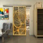 Glasschiebetür SLIM-LINE - Fineprint Modell 107 Gold auf Grauglas Glasschiebetür SLIM-LINE - Fineprint Modell 107 Gold auf Grauglas