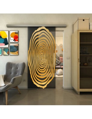 Glasschiebetür SLIM-LINE - Fineprint Model 109 Gold auf Grauglas