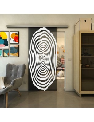 Glasschiebetür SLIM-LINE - Fineprint Model 109 Weiss auf Grauglas